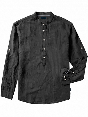 Μάο πουκαμίσα λινή σε μαύρο Μάο πουκαμίσα λινή σε μαύρο