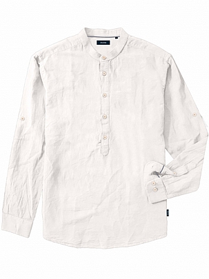 Μάο πουκαμίσα λινή σε λευκό Μάο πουκαμίσα λινή σε λευκό