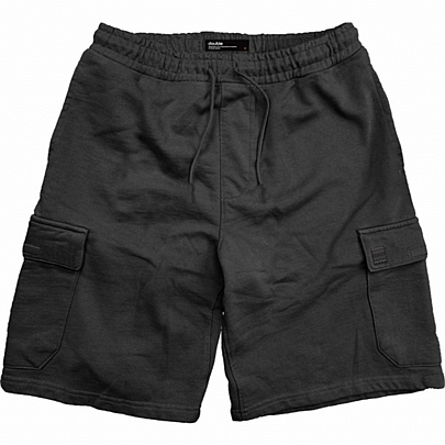 Cargo Βερμούδα French Terry Fabric σε μαύρο