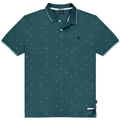 Polo pique all-over print σε σκούρο πετρόλ