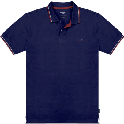 polo pique με δίχρωμη πατιλέτα και λεπτομέρειες σε μπλε 