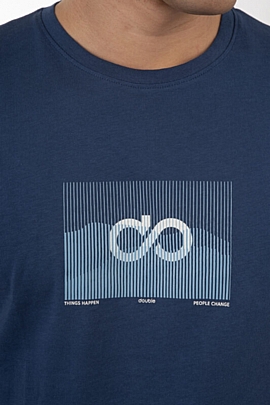 T-Shirt with thin high density print indigo blue