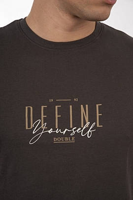 T-Shirt with Double Pressed print σε ανθρακί