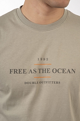 T-Shirt with Double Pressed print σε μπεζ-μέντα