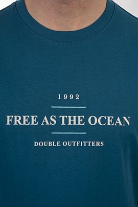 T-Shirt with Double Pressed print σε Ocean μπλε