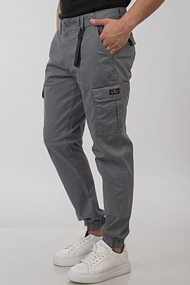 Pants cargo with elastic tape hem stone blue