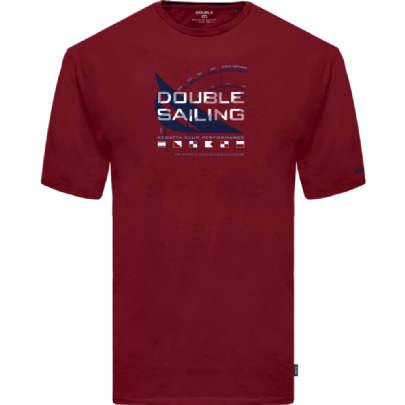 T-Shirt with Double Pressed Print σε βαθύ κόκκινο
