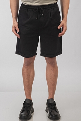 Shorts Pique with Elastic Waistband  σε μαύρο