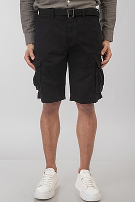 Shorts Cargo with Belt σε μαύρο