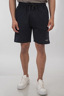 Shorts with Zippers at Pockets (Terry Fleece)μπλε σκούρο