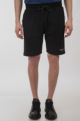 Shorts with Zippers at Pockets (Terry Fleece)μαύρο