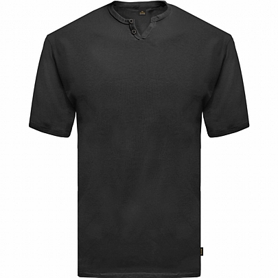 Ανδρικό t-shirt henley v-neck σε χρώμα μαύρο