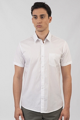 Shirt with Chest Pocket and Short Sleeves σε λευκό