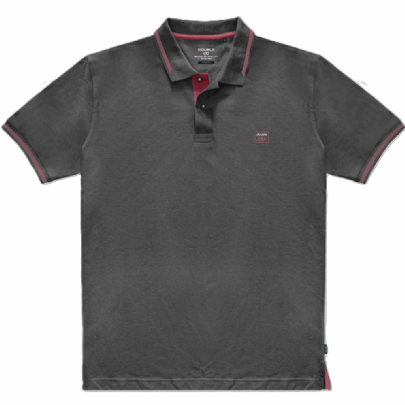 Polo pique με διακριτικές λεπτομέρειες σε γκρι σκούρο