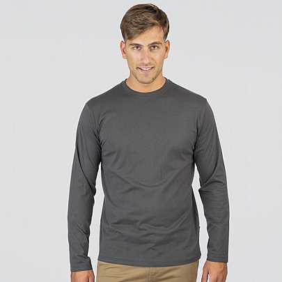 T-shirt μακρυμάνικο μονόχρωμο σε ανθρακί