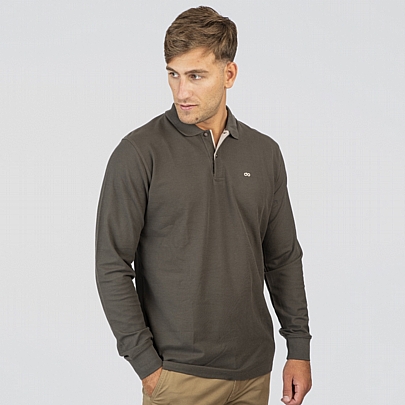 Πόλο πικέ μπλούζα σε γκρι καφέ