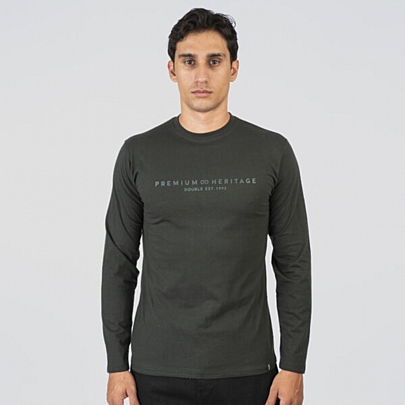 T-shirt μακρυμάνικο με τύπωμα σε σκούρο πράσινο