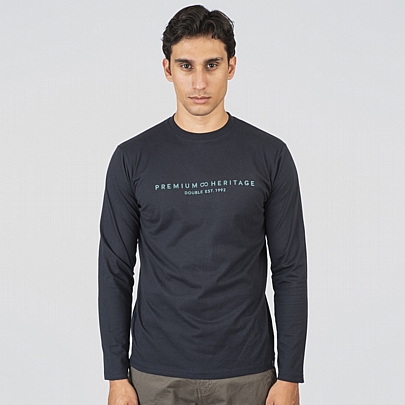T-shirt μακρυμάνικο με τύπωμα σε μπλε σκούρο