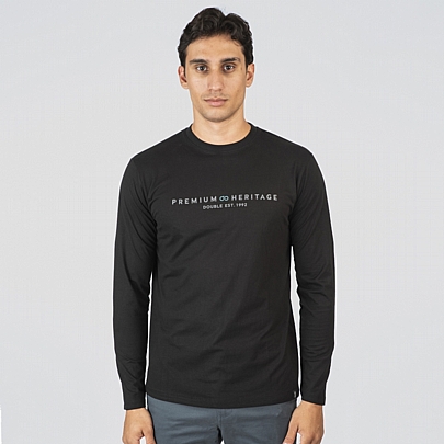 T-shirt μακρυμάνικο με τύπωμα σε μαύρο