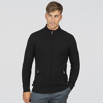 Πλεκτή ζακέτα με φερμουάρ σε μαύρο