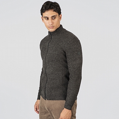 Ακρυλική ζακέτα πλεκτή σε μαυρο-γκρι