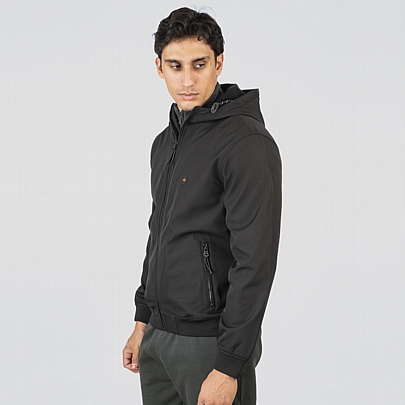  Jacket Bomber λεπτό με fleece επένδυση σε μαύρο