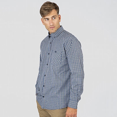 Πουκάμισο με τσέπη καρώ σε μπλε-σιέλ