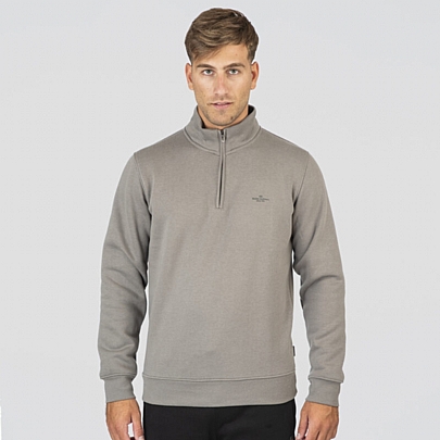 Half-Zip with Stand-up Collar and High Density Print (Brushed Fleece)σε γκρι