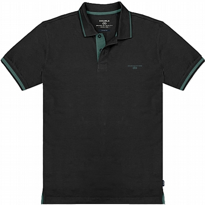 polo pique με δίχρωμη πατιλέτα και λεπτομέρειες σε μαύρο