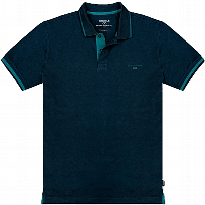 polo pique με δίχρωμη πατιλέτα και λεπτομέρειες σε πετρόλ