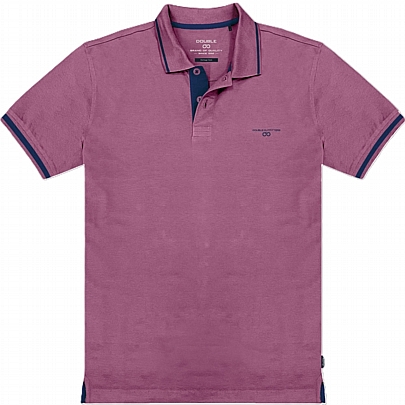 polo pique με δίχρωμη πατιλέτα και λεπτομέρειες σε ροζ dusty rose