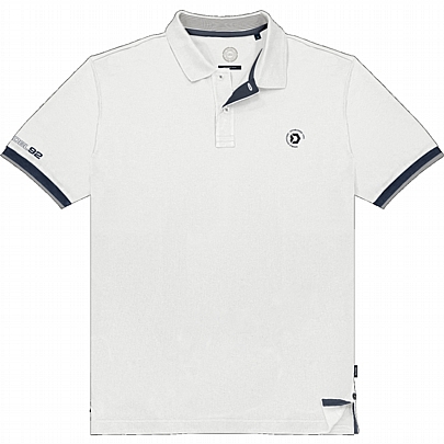 Ανδρικό μπλουζάκι πολο με λεπτομέριες σε χρώμα άσπρο