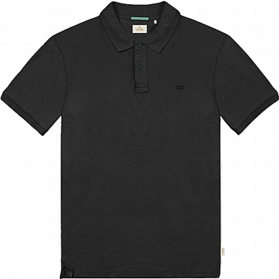 Πόλο μπλούζα με διακριτικό σχέδιο στο στήθος σε μαύρο