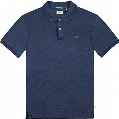 Πόλο μπλούζα με διακριτικό σχέδιο στο στήθος σε indigo μπλε