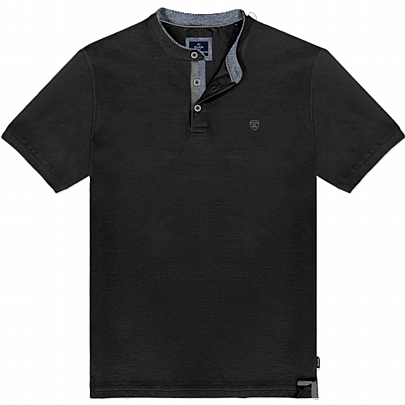 Μπλούζα πικέ με Μάο γιακά σε μαύρο