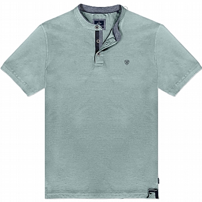 Μπλούζα πικέ με Μάο γιακά σε γκρι-σιελ